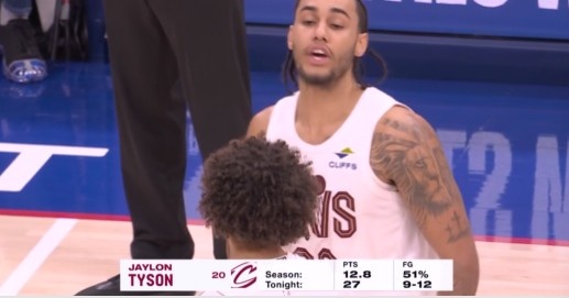 2026世界杯直播-得分平赛季纪录！泰森迎着恩比德压哨高抛命中 个人27分